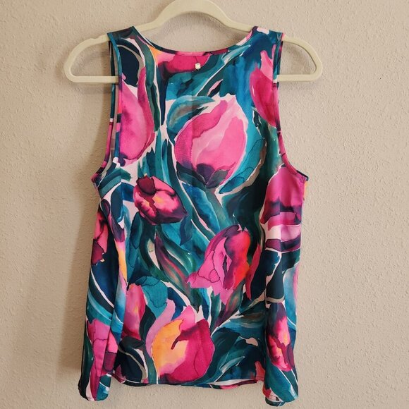 Fabletics Colorful Floral Print Athletic Tank Top Size Medium - Picture 7 of 9